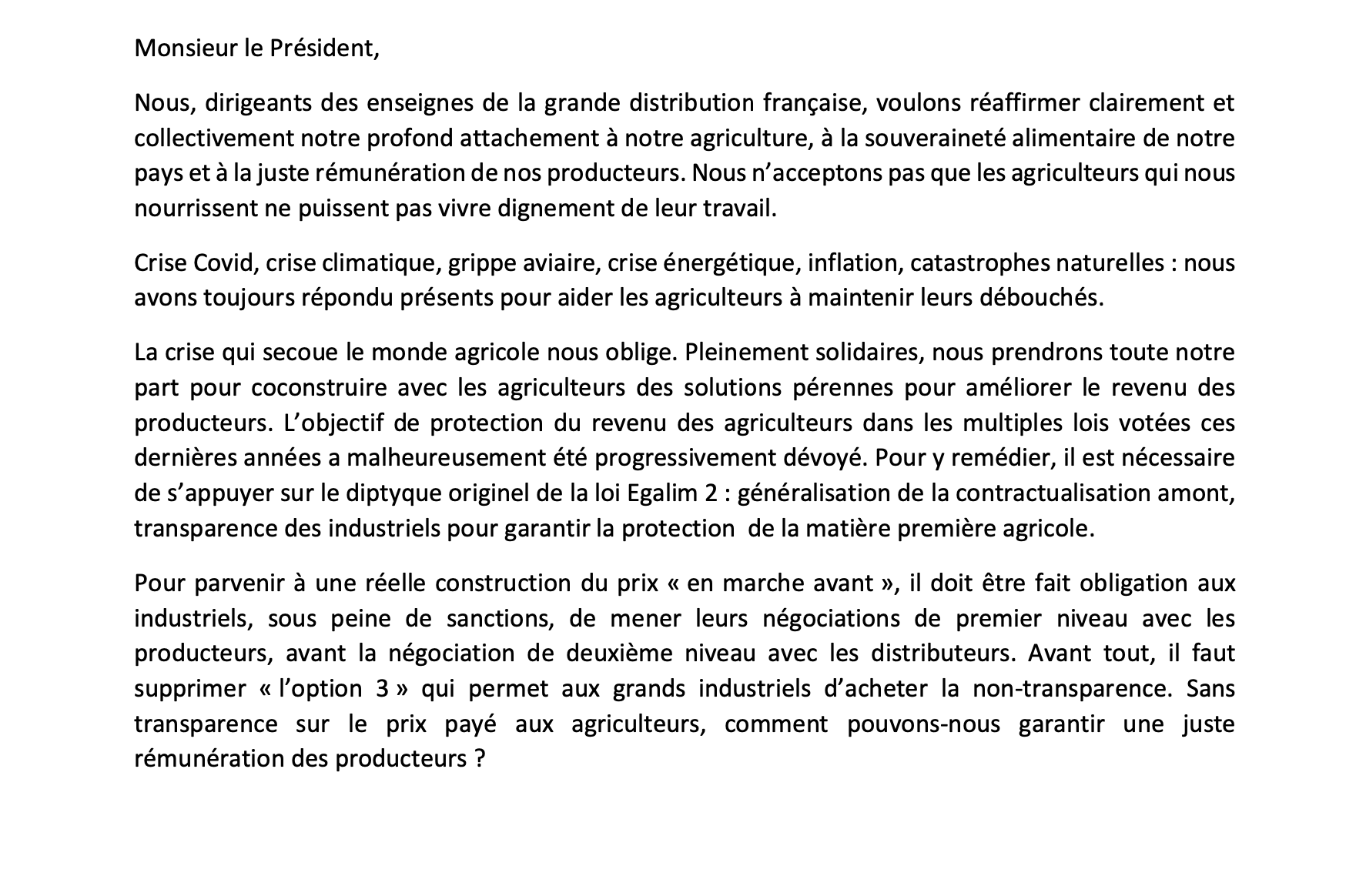 Crise agricole : les propositions de la grande distribution aux principaux dirigeants syndicaux