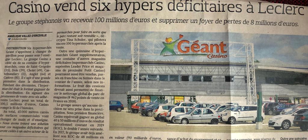 Précisions quant au possible rachat d'hypermarchés Géant par des adhérents E.Leclerc Rachat Géant par E.Leclerc