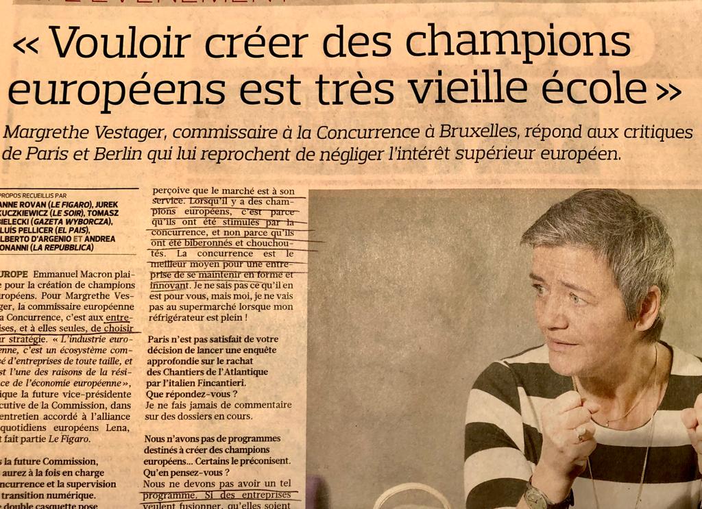 Retour sur l'interview de Margrethe Vestager au Figaro Margrethe Vestager Interview Figaro