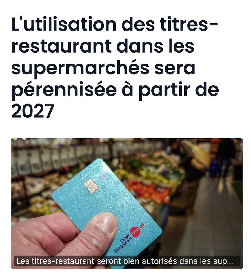 Bonne nouvelle : vous pourrez utiliser les tickets restaurant au supermarché jusqu'en 2027 ! Bonne nouvelle : vous pourrez utiliser les tickets restaurant au supermarché jusqu'en 2027 !