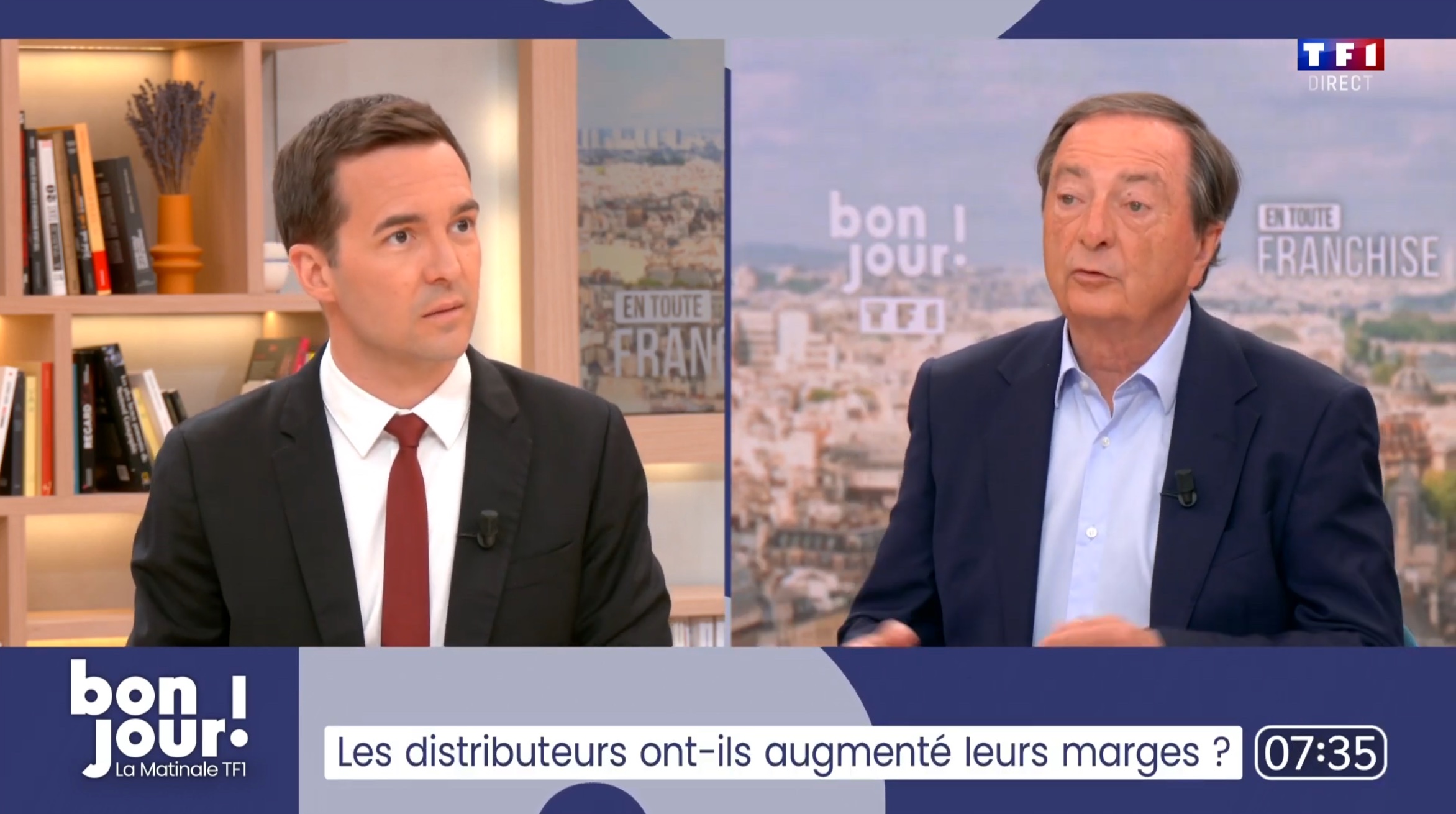 Pouvoir d'achat, carburant : Michel-Edouard Leclerc invité de "Bonjour !" sur TF1.