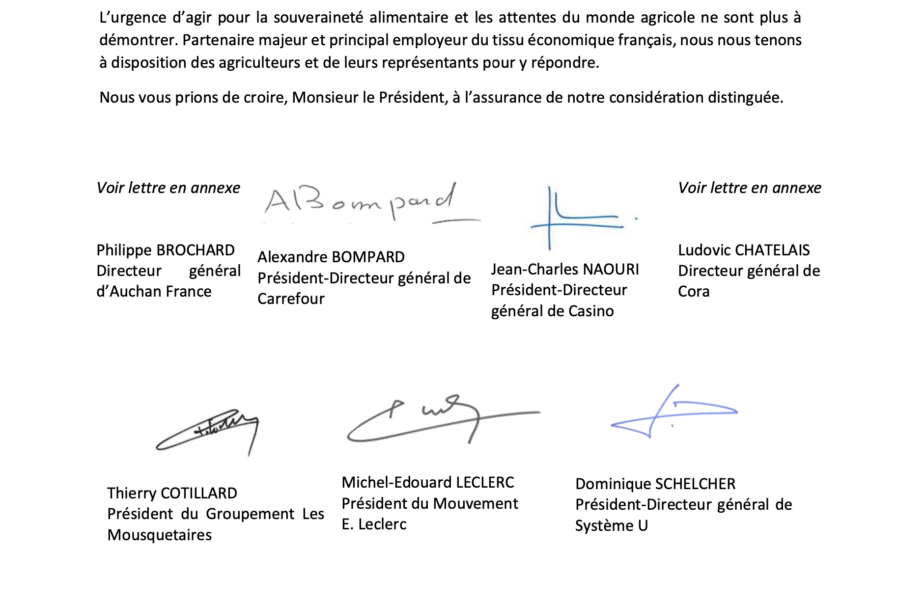 Crise agricole : les propositions de la grande distribution aux principaux dirigeants syndicaux