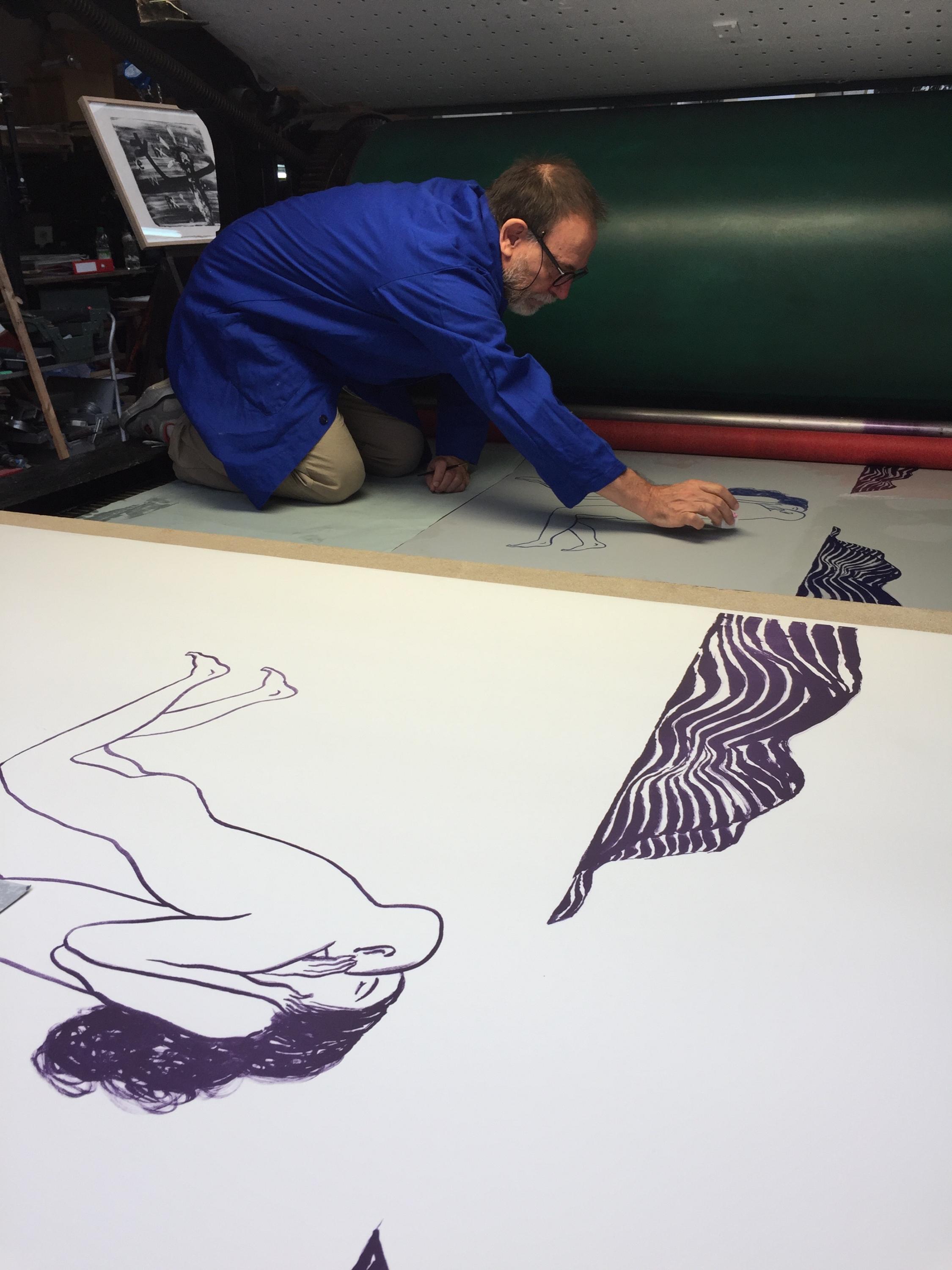 Lorenzo Mattotti en action - Lithographie "Les couples dans l'eau"