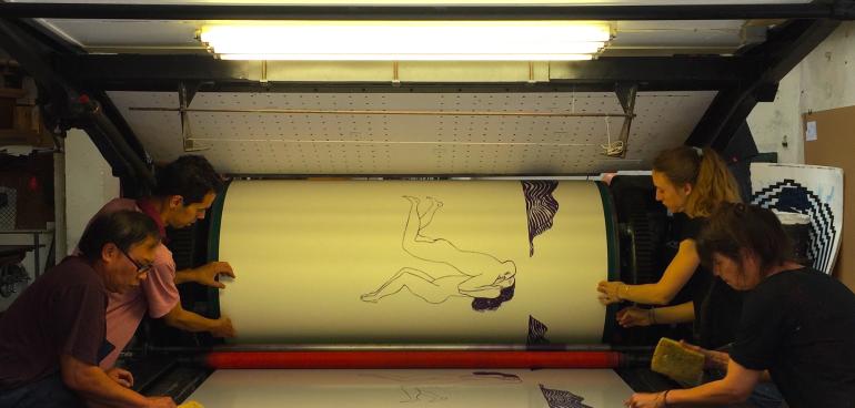 Impression de "Les couples dans l'eau" - Lithographie de Lorenzo Mattotti