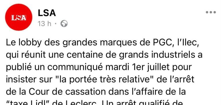 Le communiqué consternant du lobby des grands industriels après la victoire définitive de E.Leclerc contre Bercy