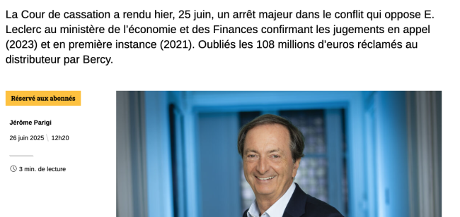 E.Leclerc remporte définitivement une interminable bataille juridique menée par Bercy